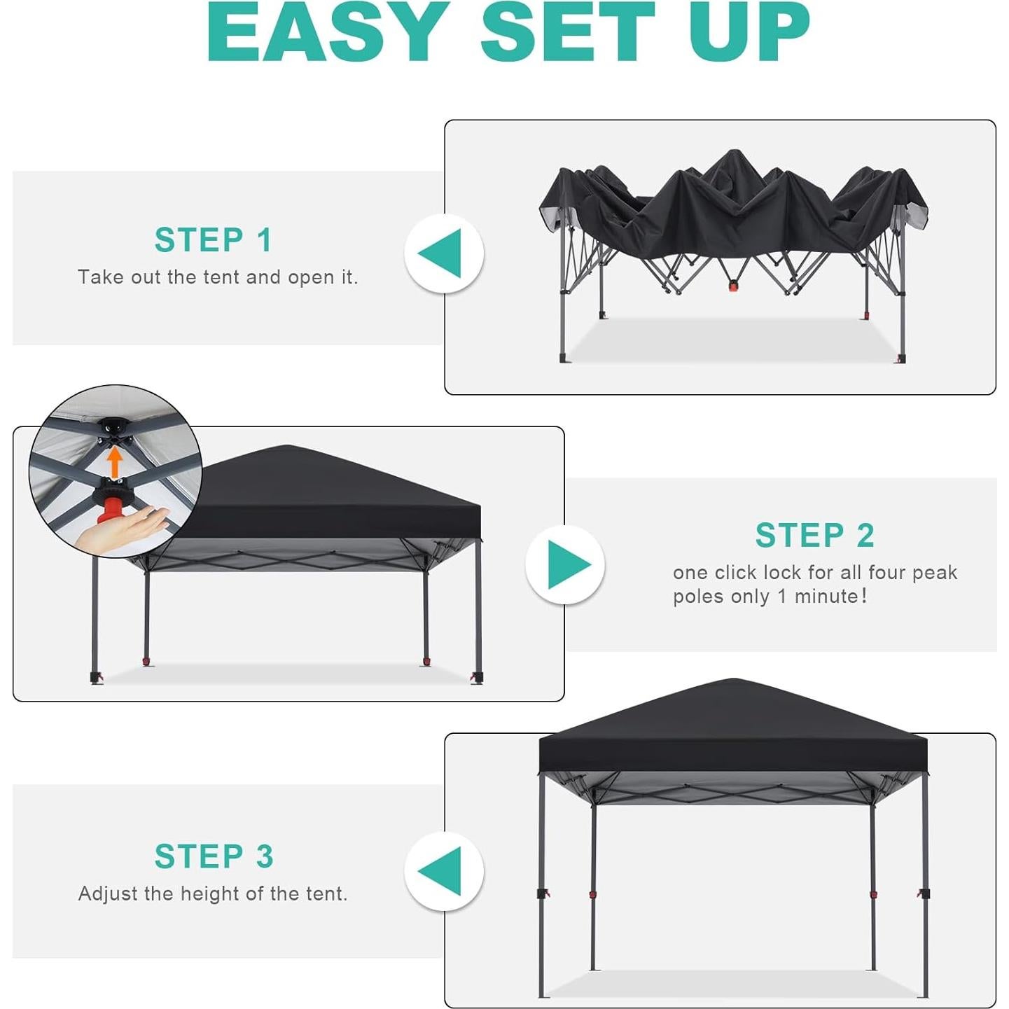 Carpa Plegable 3x3m HLong con Configuración de Un Solo Empuje