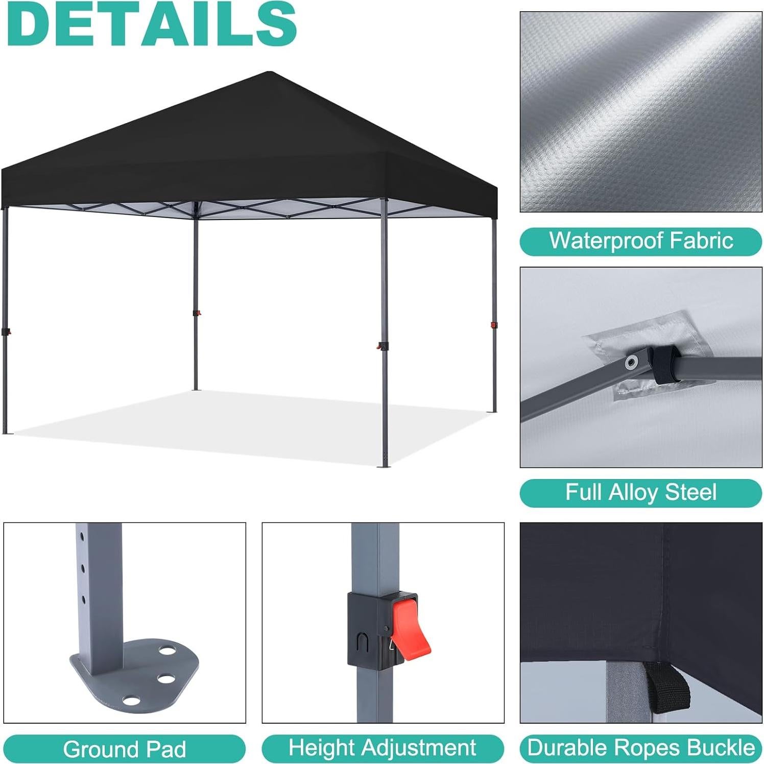 Carpa Plegable 3x3m HLong con Configuración de Un Solo Empuje