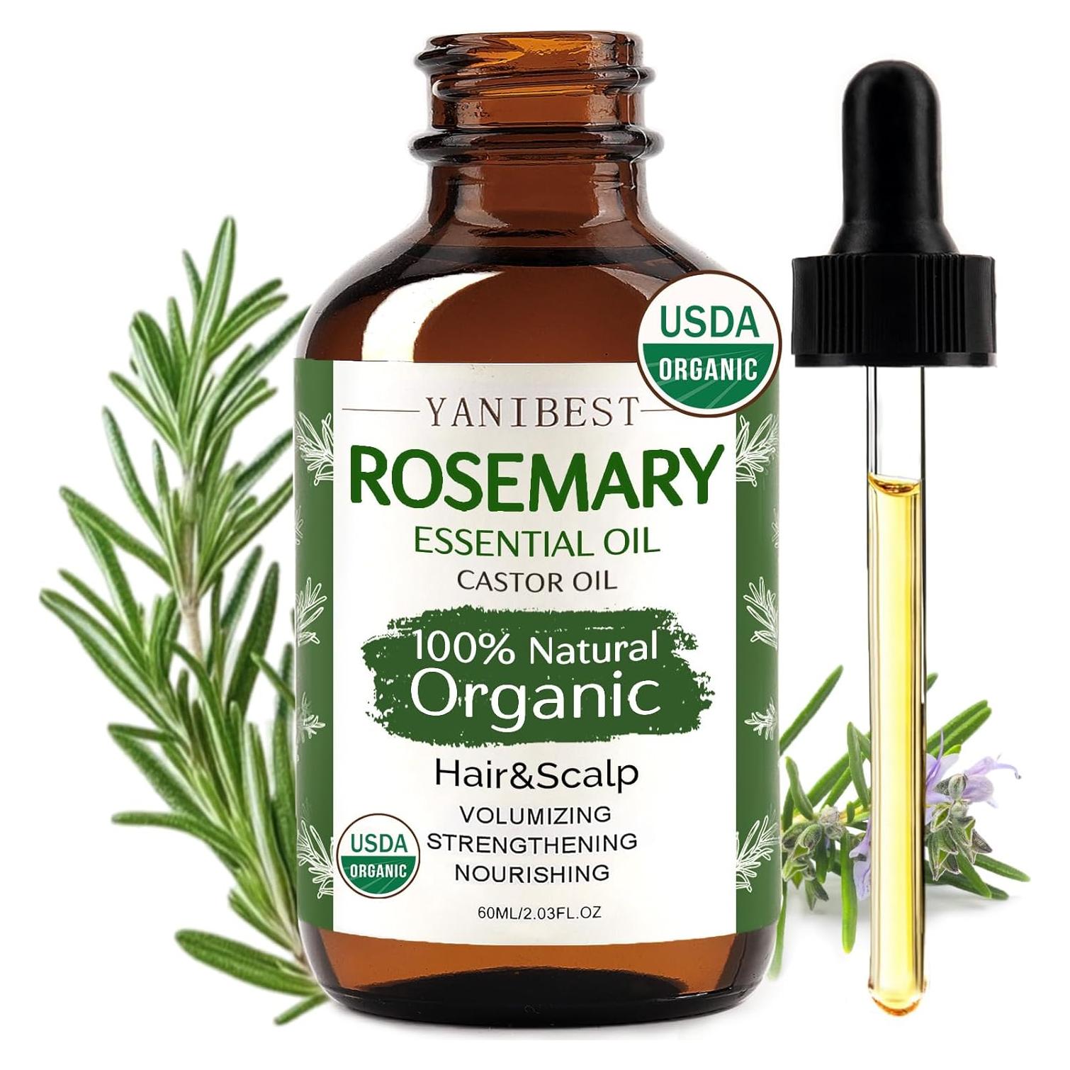 Aceite Esencial de Romero Orgánico YANIBEST 60 ml para Cabello