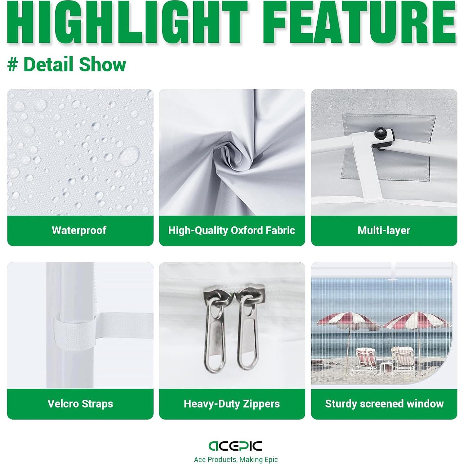 Pared Solar Instantánea Acepic 10x10 ft con Ventana Malla