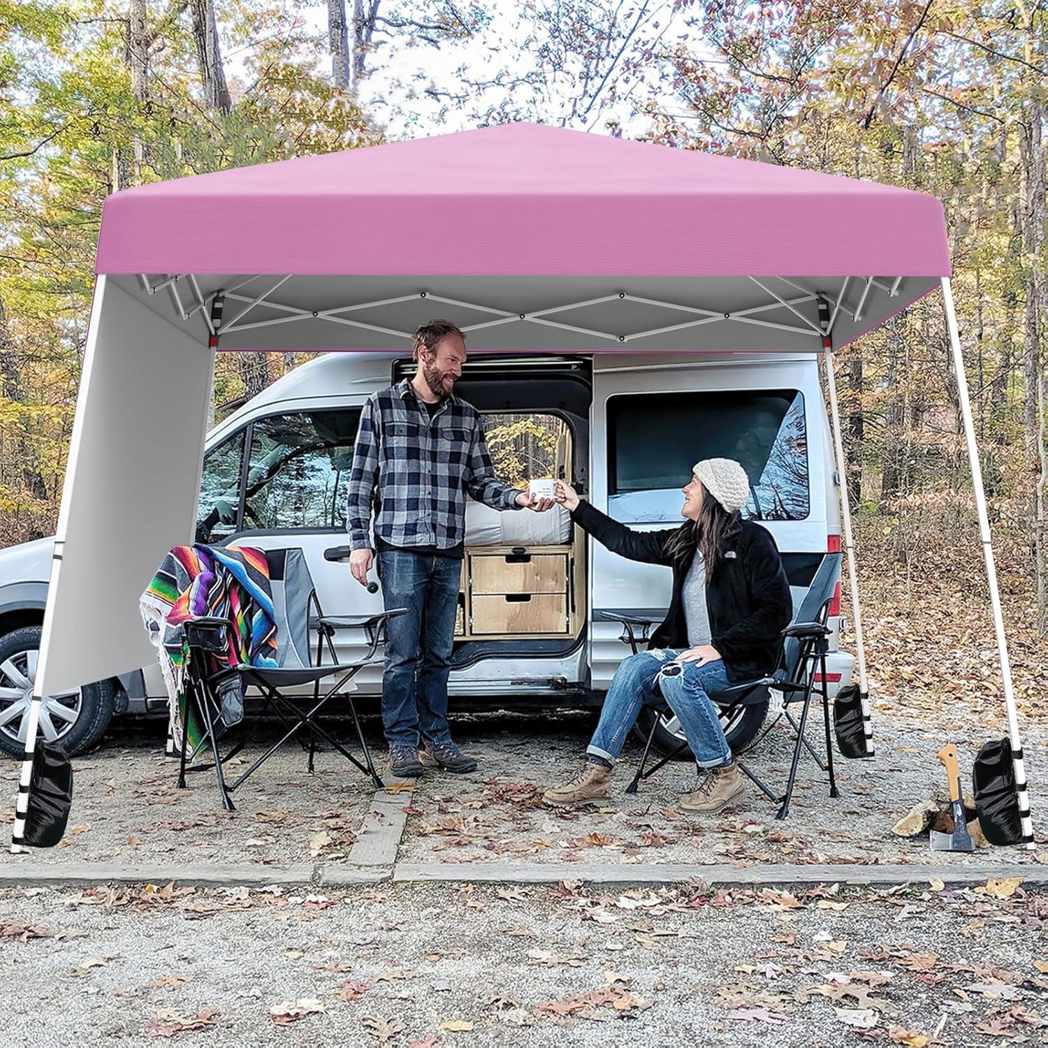 Toldo Plegable Nightcore 3x3 m UPF 50+ con Pared Lateral Rosa