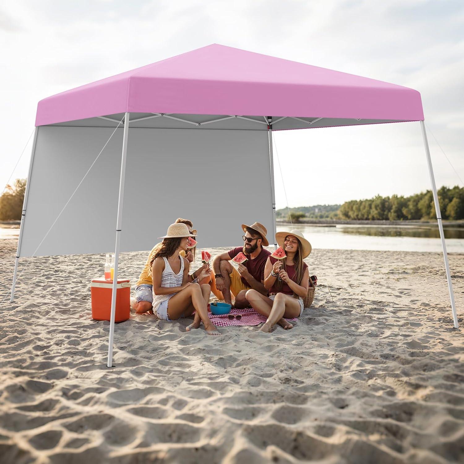 Toldo Plegable Nightcore 3x3 m UPF 50+ con Pared Lateral Rosa