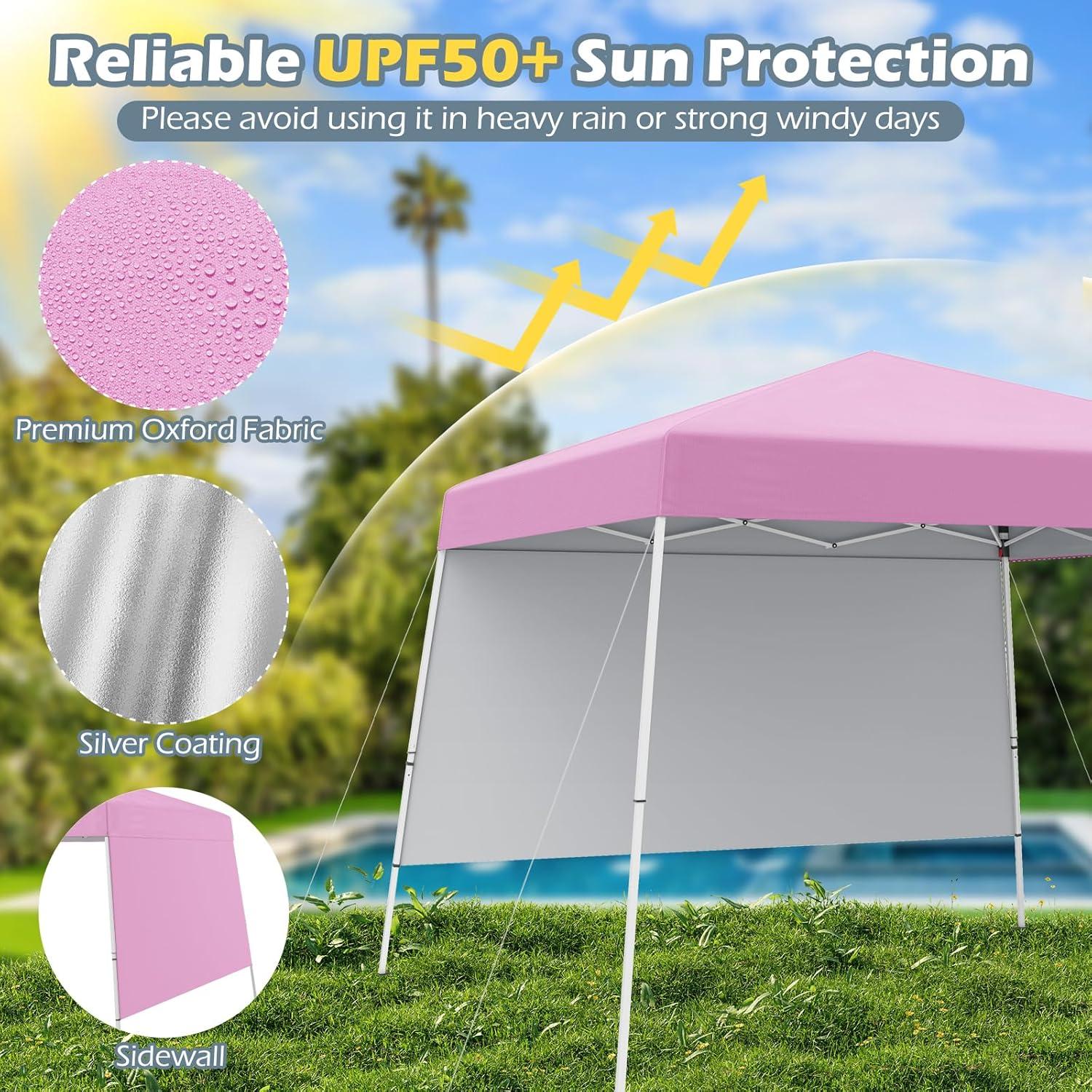 Toldo Plegable Nightcore 3x3 m UPF 50+ con Pared Lateral Rosa