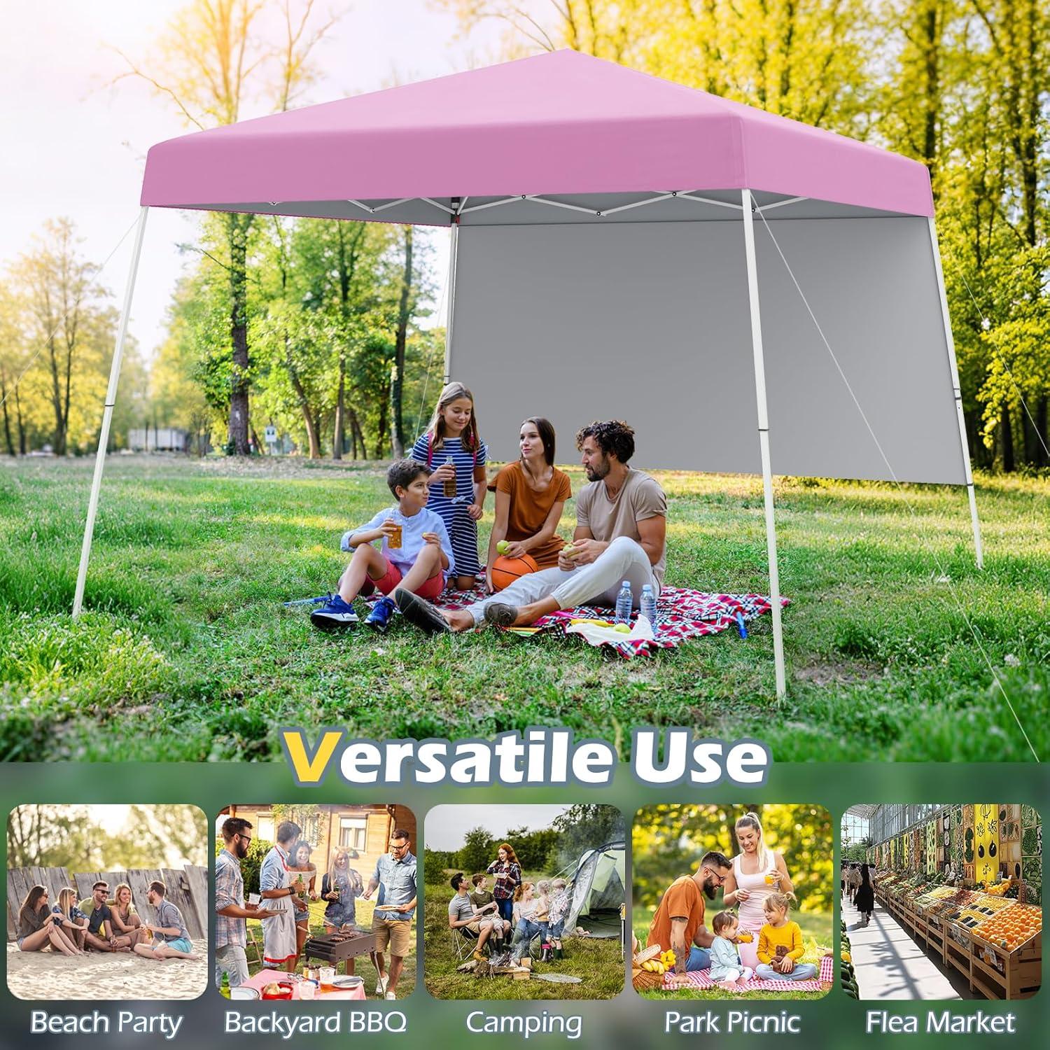 Toldo Plegable Nightcore 3x3 m UPF 50+ con Pared Lateral Rosa