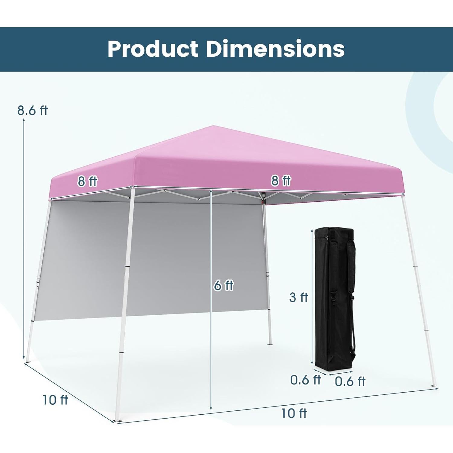 Toldo Plegable Nightcore 3x3 m UPF 50+ con Pared Lateral Rosa