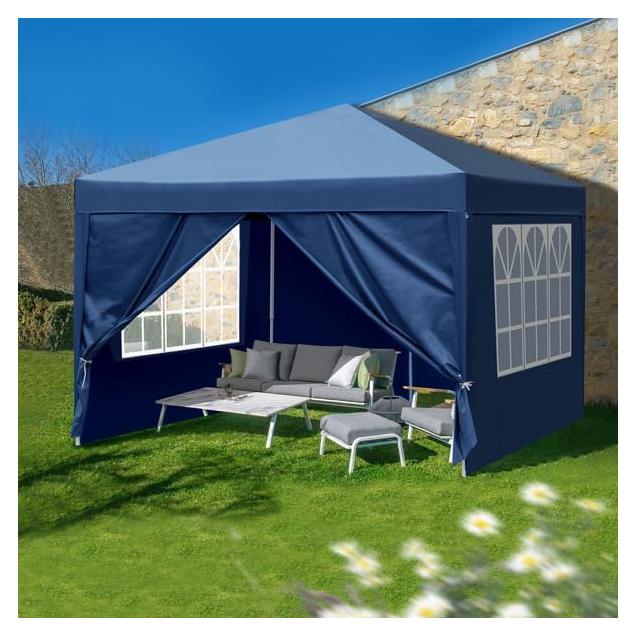 Carpa de Fiesta Plegable 3x3m Genérico Azul Impermeable