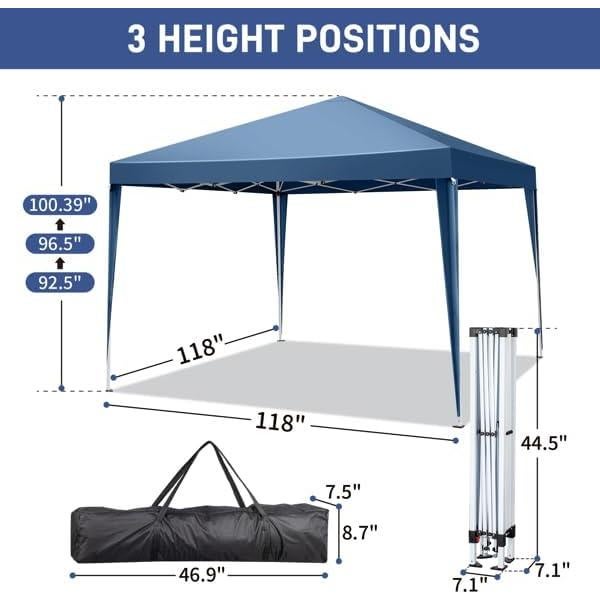 Carpa de Fiesta Plegable 3x3m Genérico Azul Impermeable