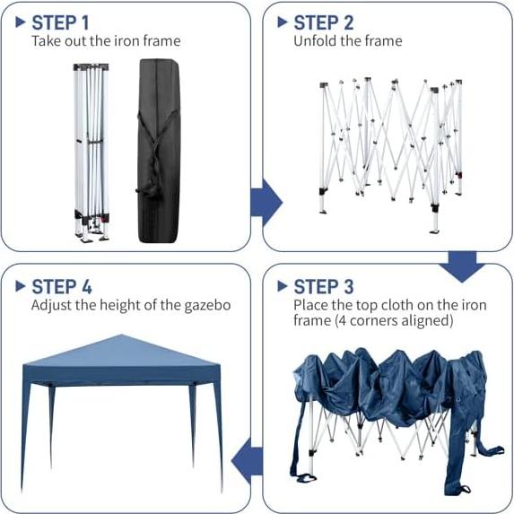 Carpa de Fiesta Plegable 3x3m Genérico Azul Impermeable