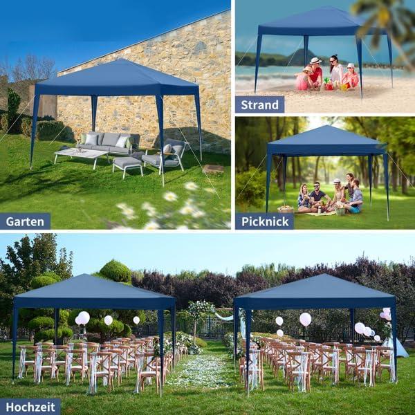 Carpa de Fiesta Plegable 3x3m Genérico Azul Impermeable