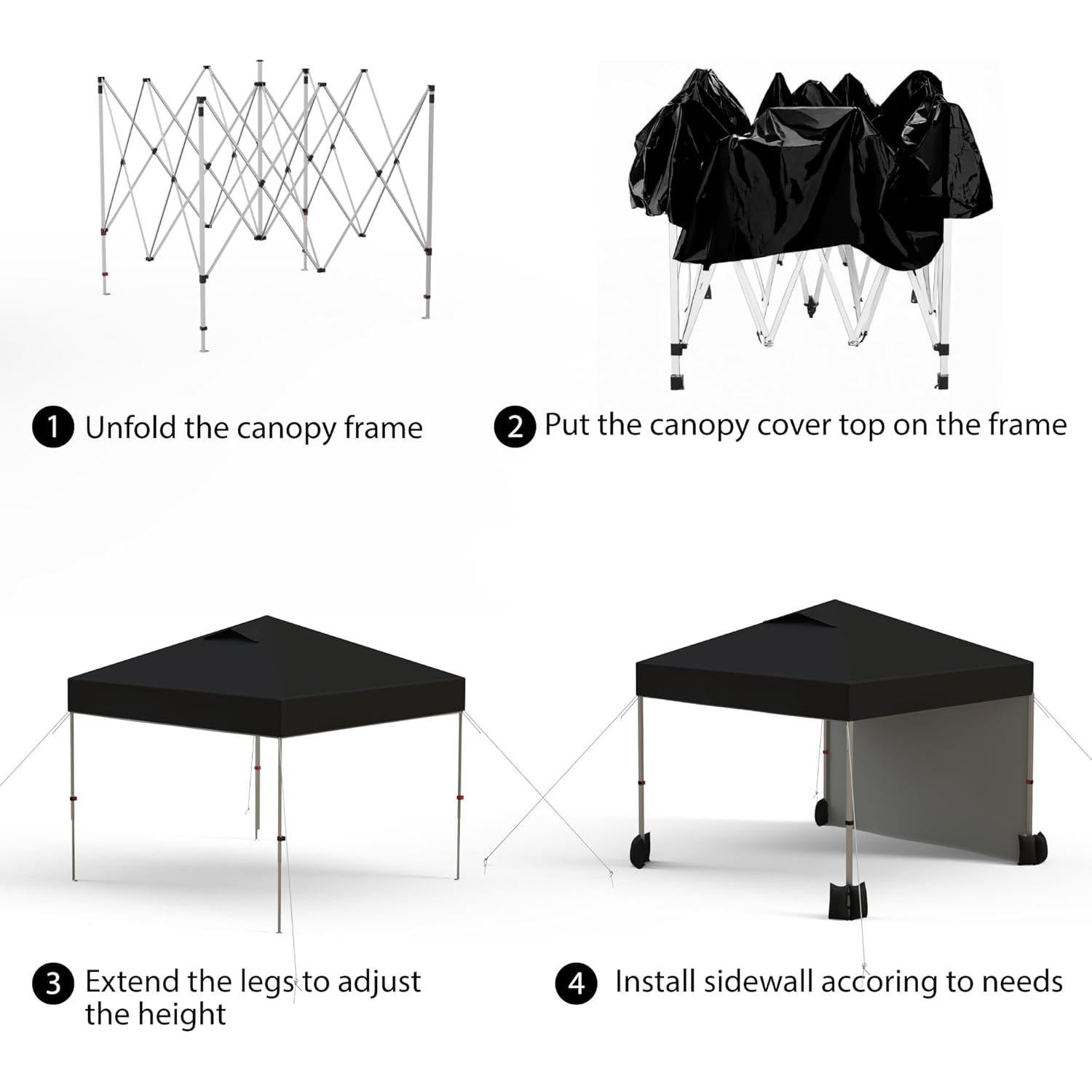 Carpa portátil DYTesa 3x3m con pared lateral y accesorios