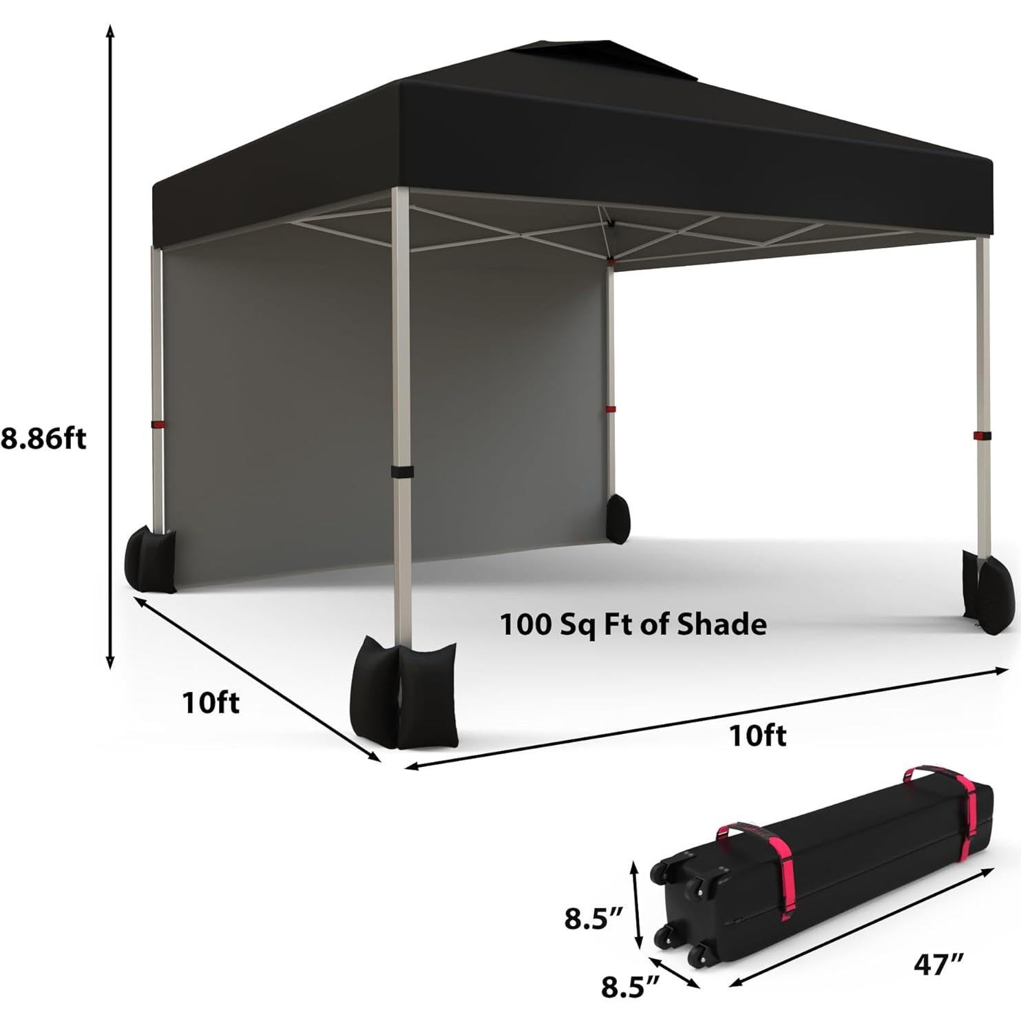 Carpa portátil DYTesa 3x3m con pared lateral y accesorios