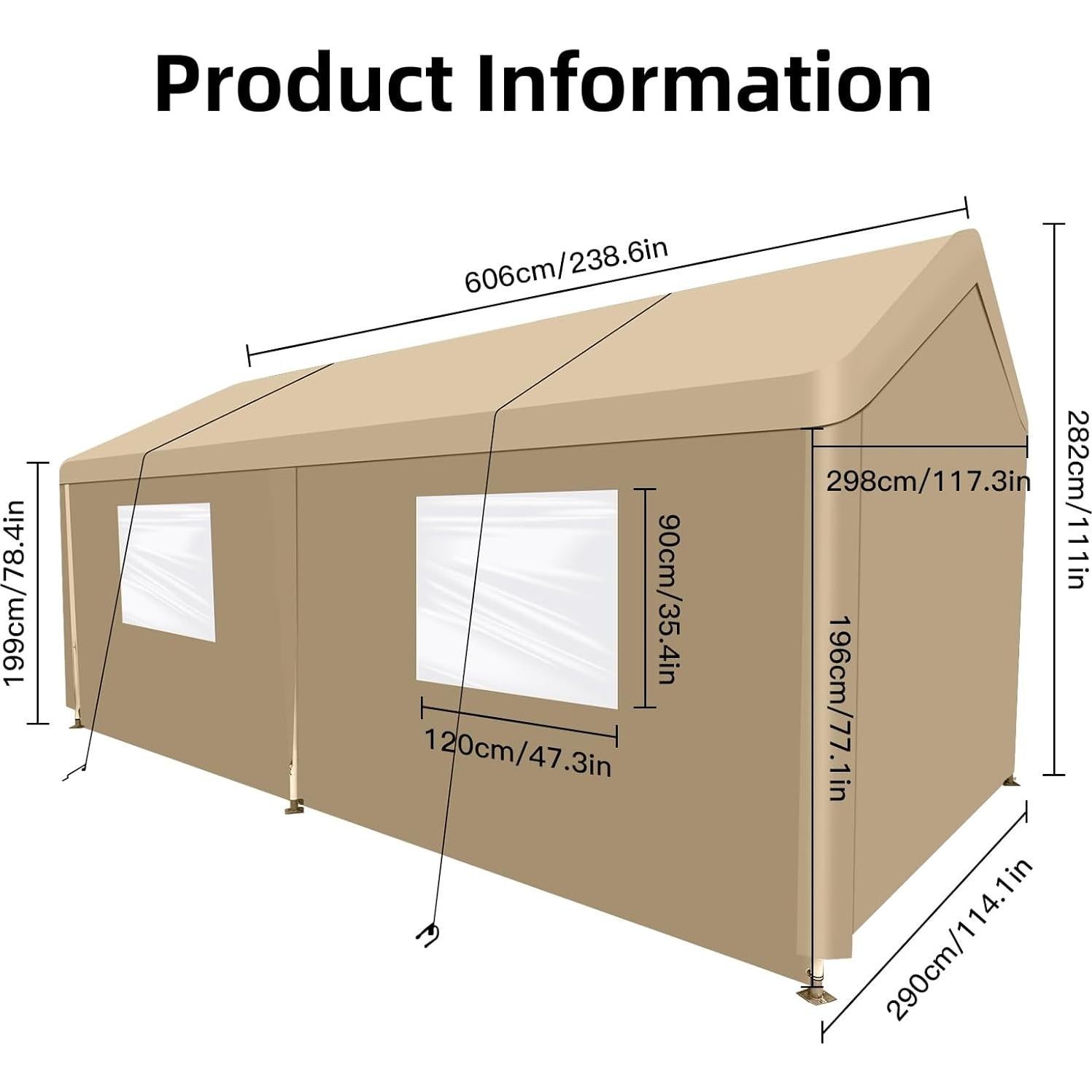 Carpa Portátil 6.1x3.05m Genérico Impermeable Caqui