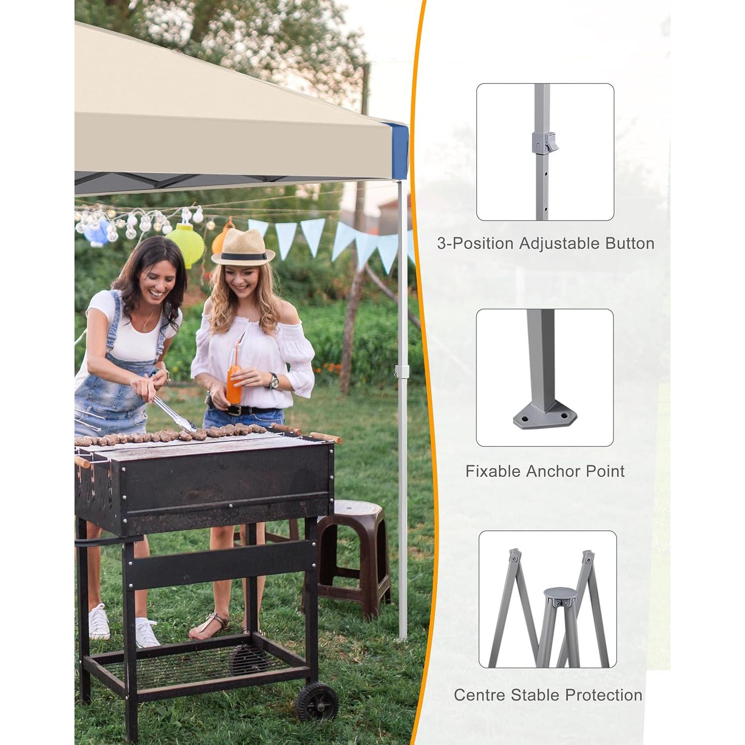 Carpa Plegable BPS 3x3 m Caqui con Bolsa y Ruedas