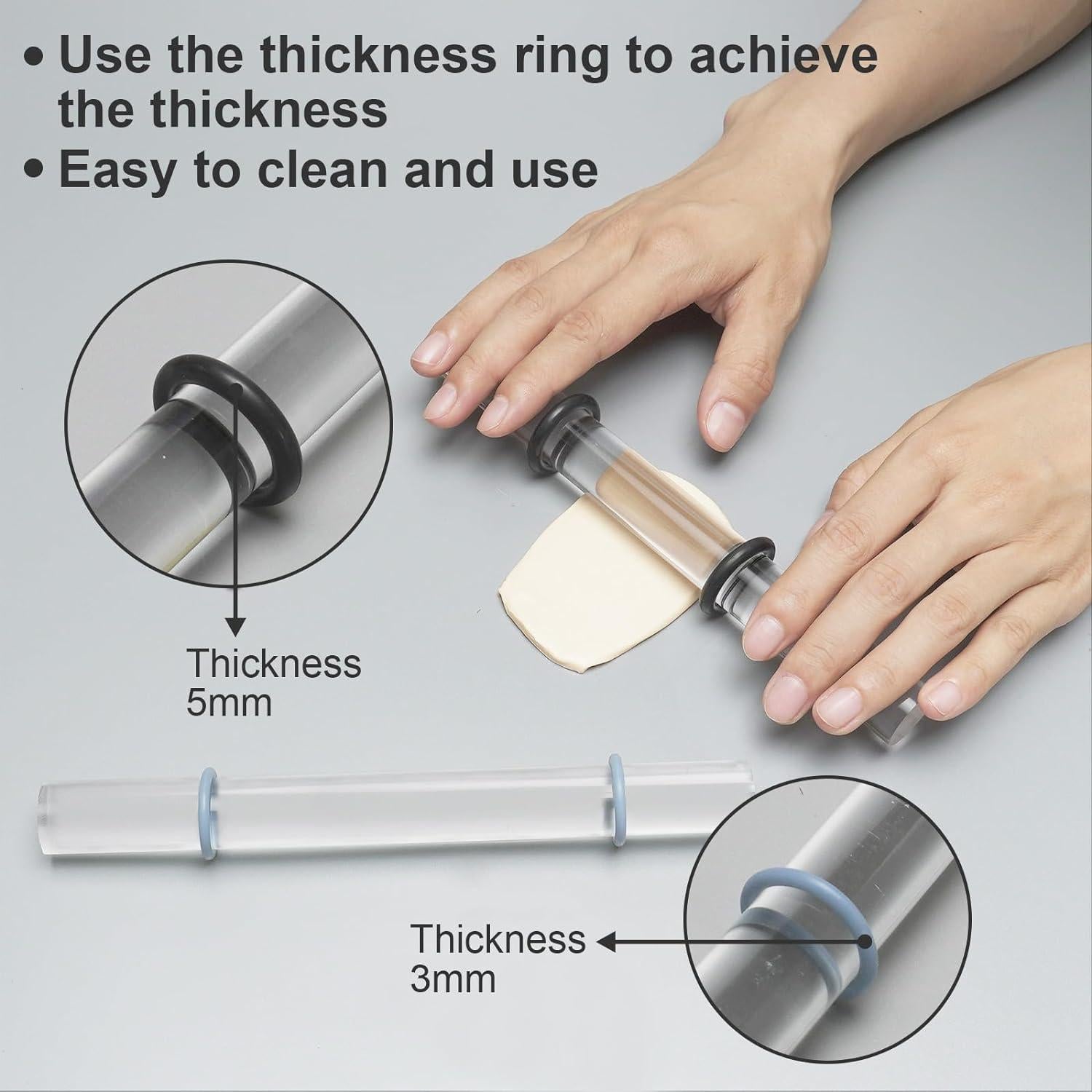 Rodillos Acrílicos DIYOOHOMY con Anillos de Grosor 3mm y 5mm