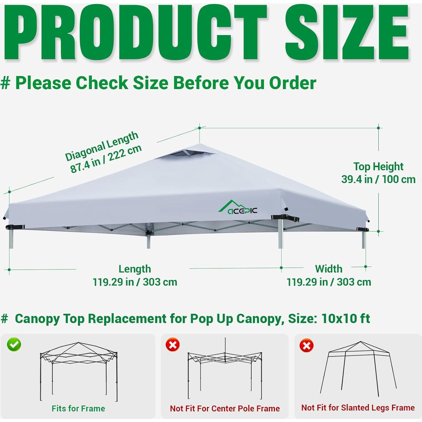 Cubierta de Toldos Impermeable Acepic 10x10 Negro UV