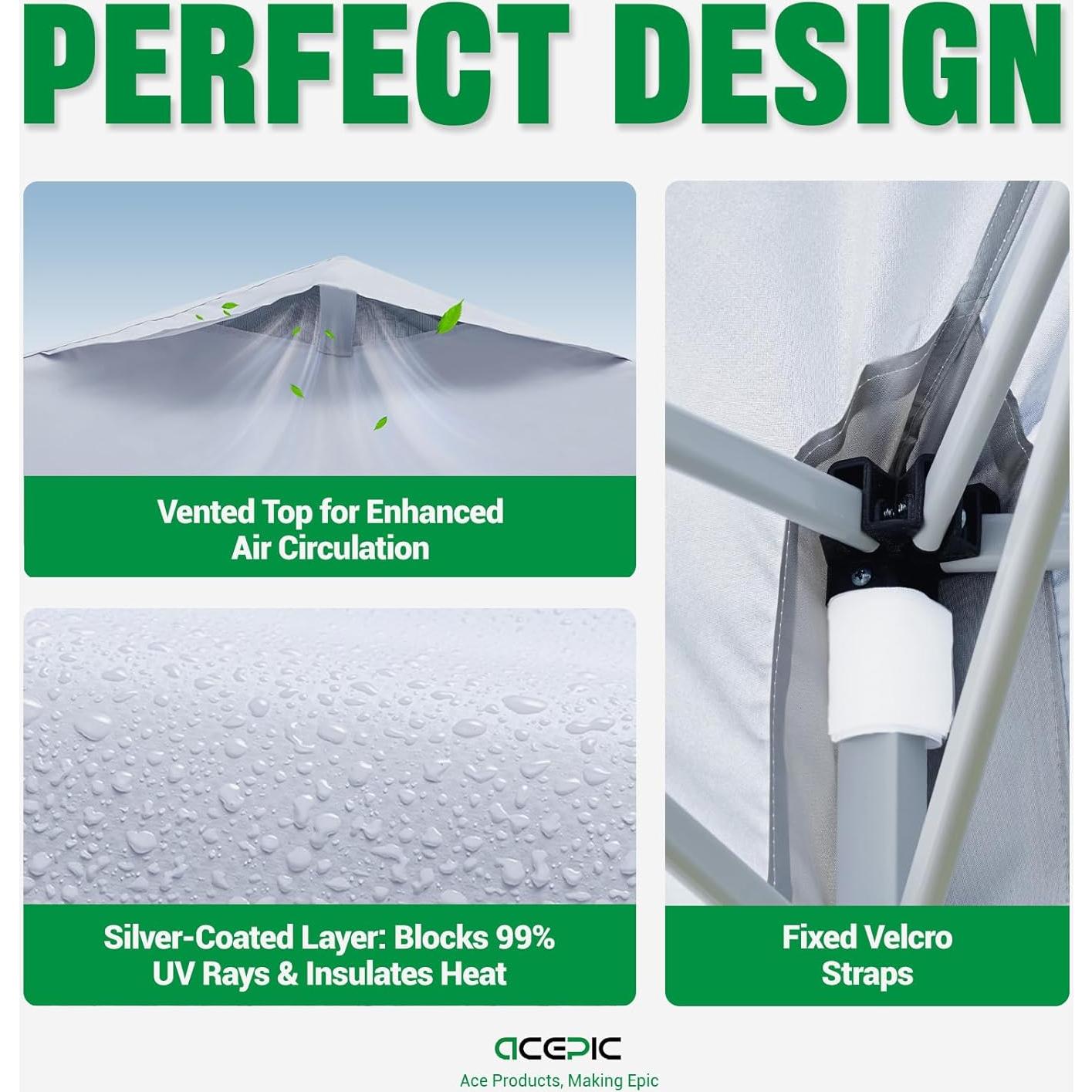 Cubierta de Toldos Impermeable Acepic 10x10 Negro UV