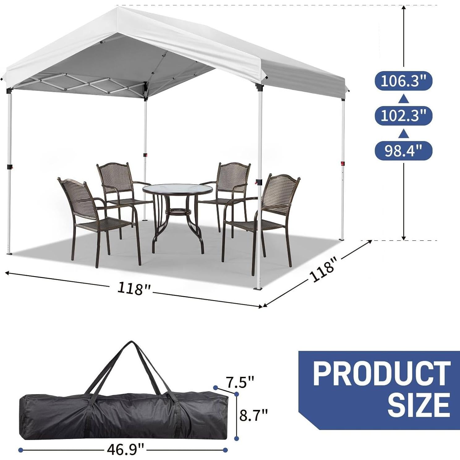 Carpa Plegable MIEELOM 3x3m Impermeable Blanca para Eventos