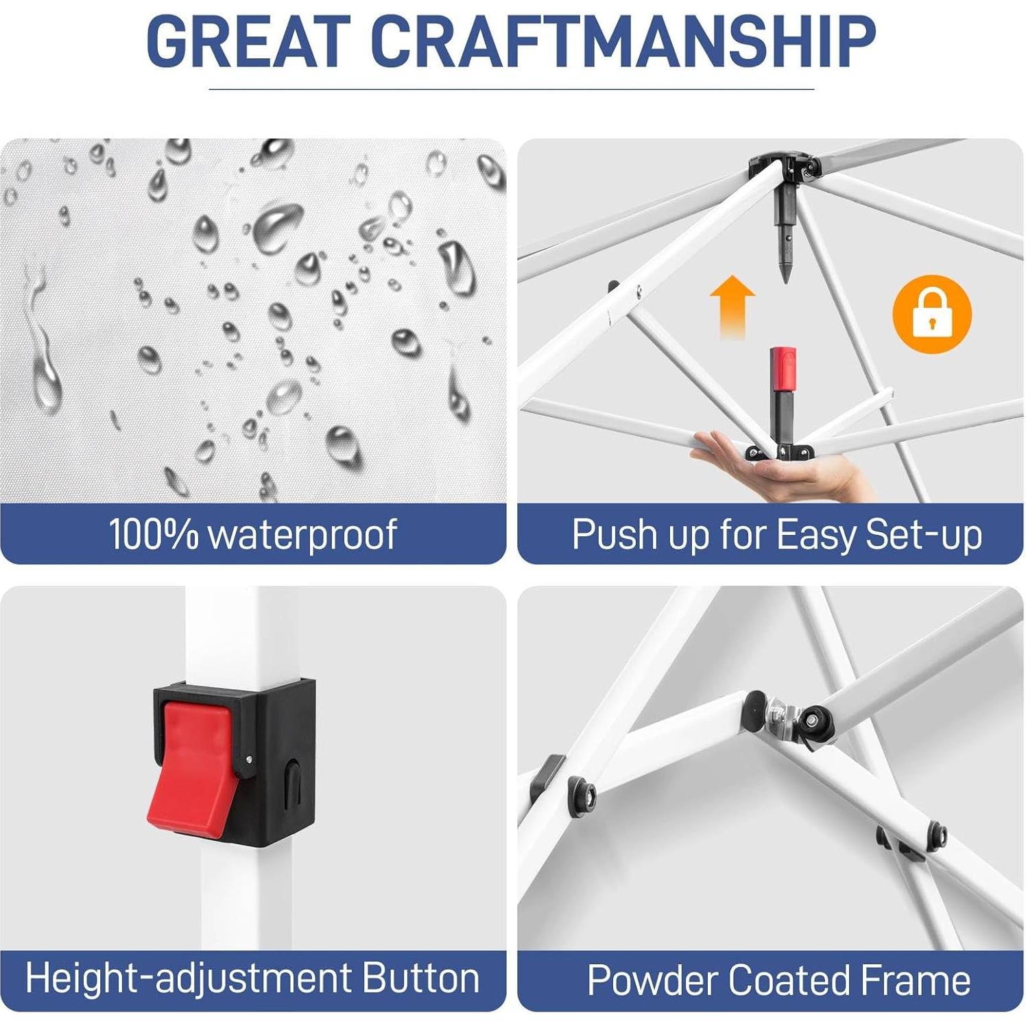 Carpa Plegable MIEELOM 3x3m Impermeable Blanca para Eventos