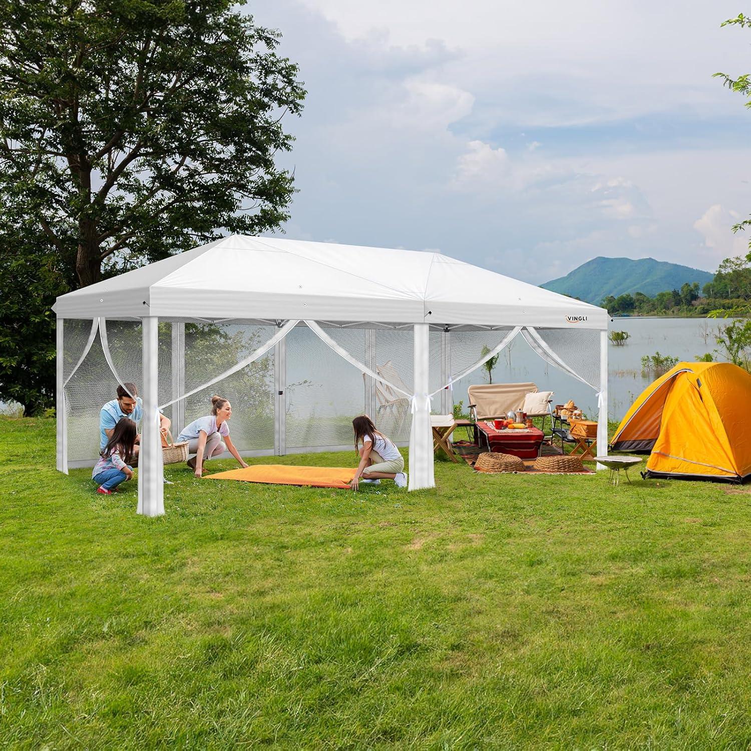 Carpa Pop Up VINGLI 10x6 m Blanca con Paredes Laterales
