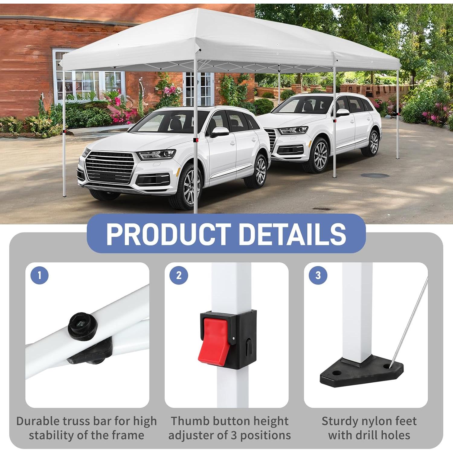 Carpa Pop Up VINGLI 10x6 m Blanca con Paredes Laterales