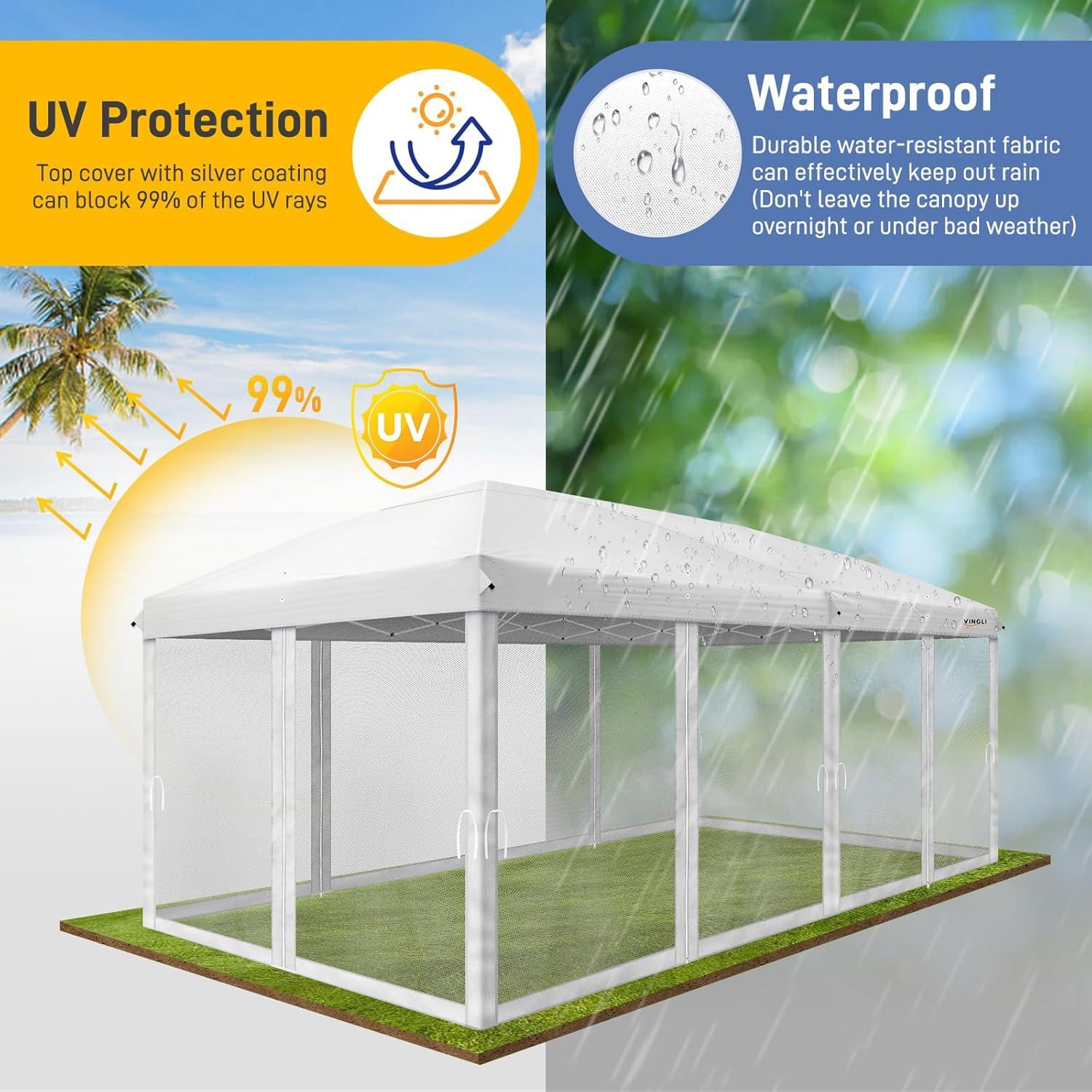 Carpa Pop Up VINGLI 10x6 m Blanca con Paredes Laterales