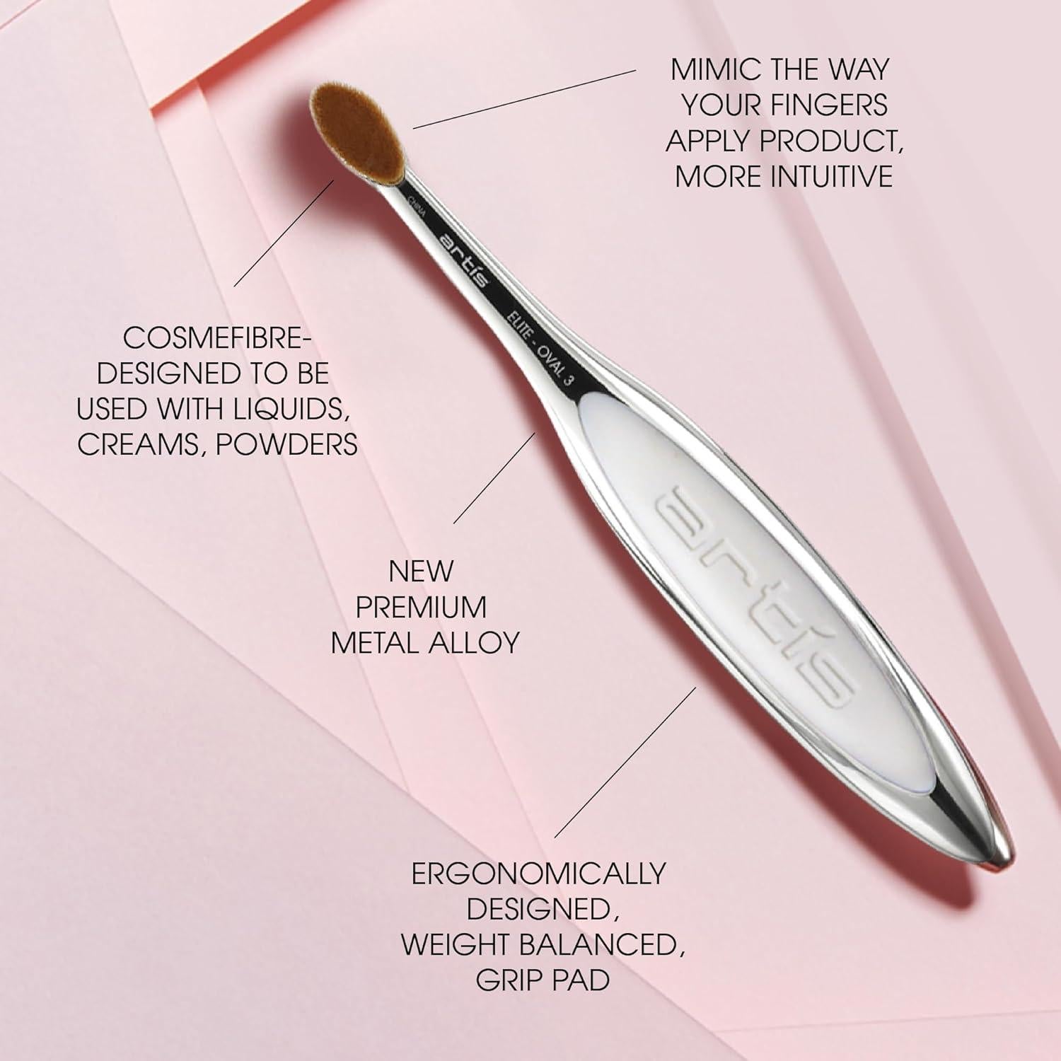 Brocha Oval de Maquillaje Artis Elite Oval 3 Sintética 15cm