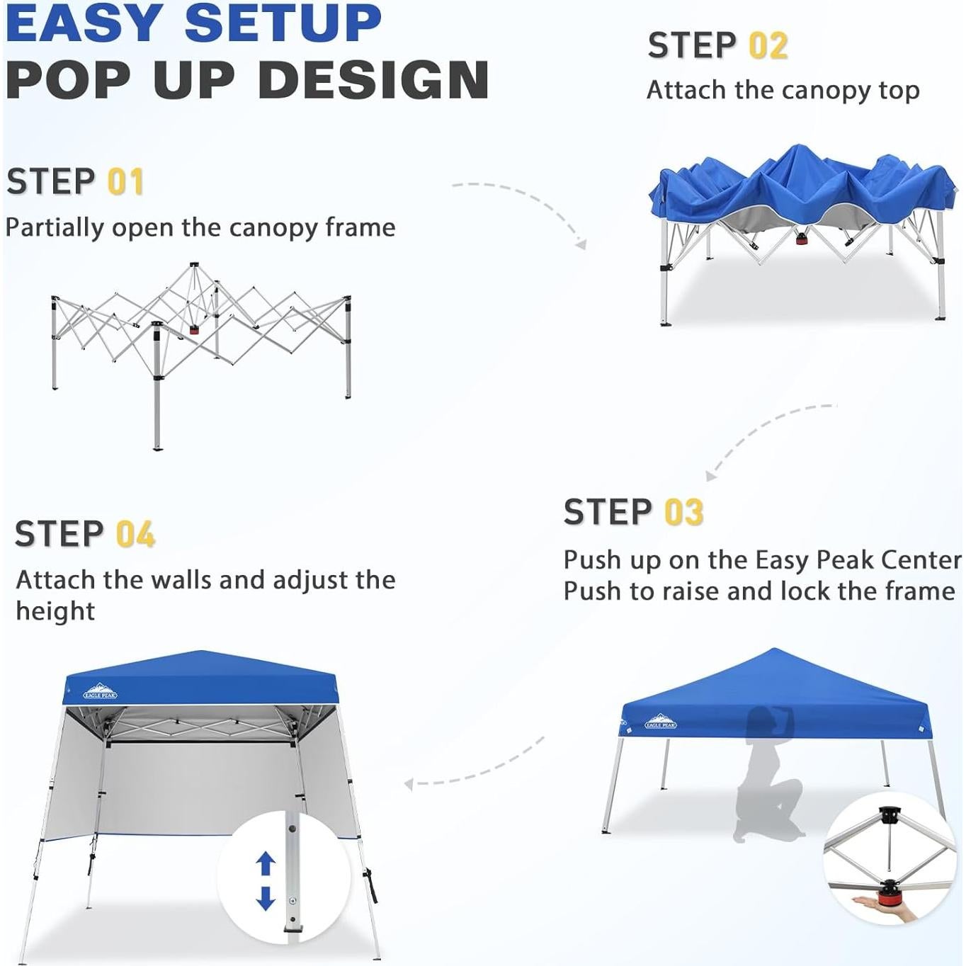 Carpa Pop Up EAGLE PEAK 8x8 Plegable Aluminio Azul