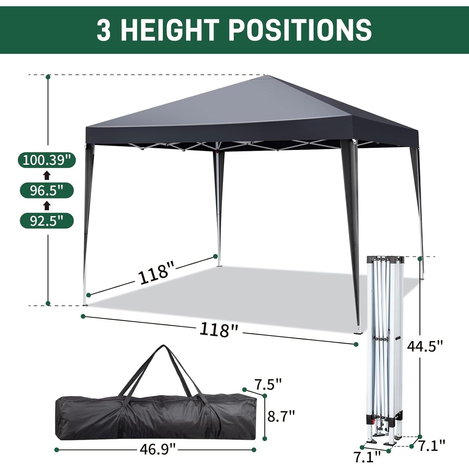 Tienda de Dosel Portátil 3x3m Pop Up Canopy Resistente UV