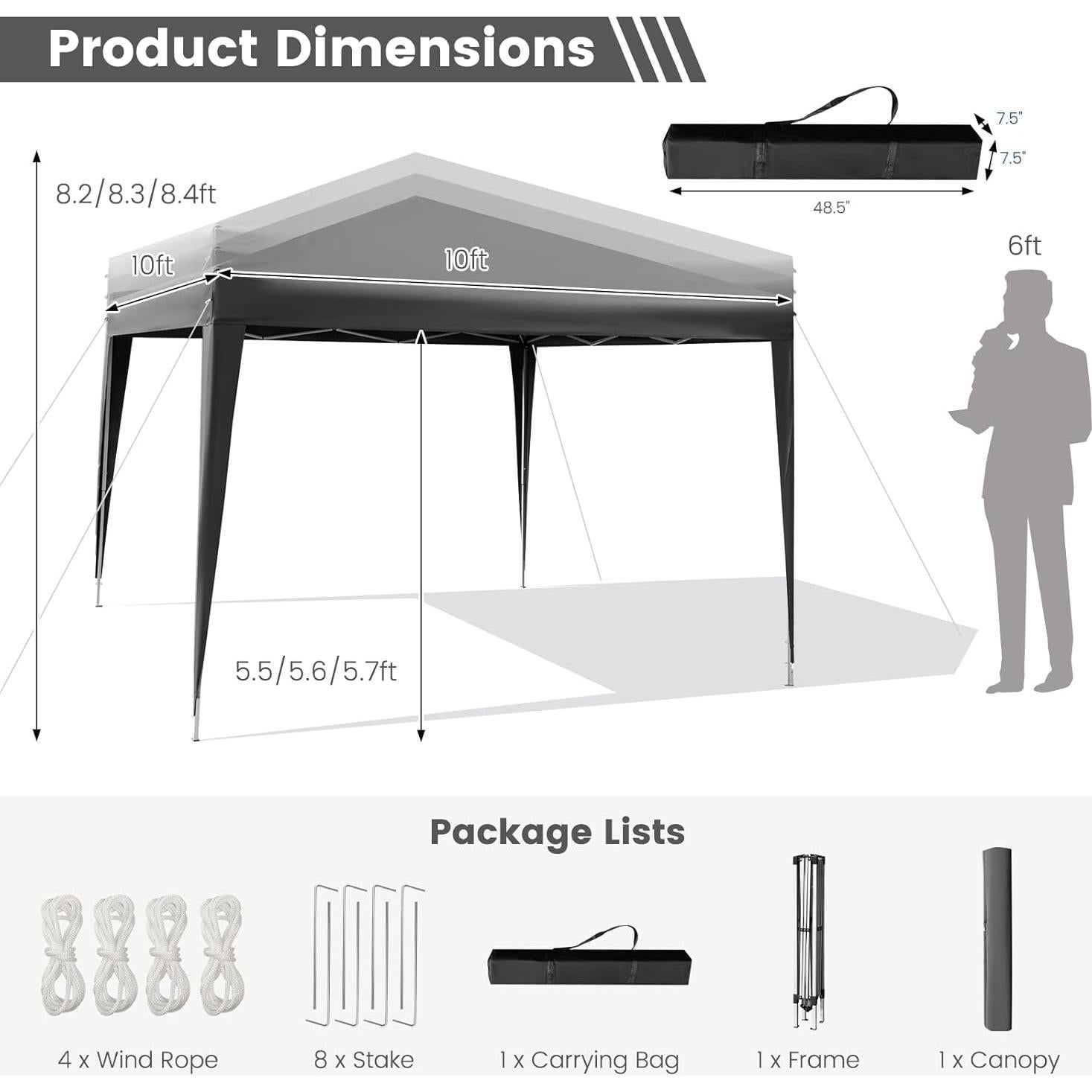 Carpa Plegable Tangkula 3 Alturas 3x3m Resistente al Agua