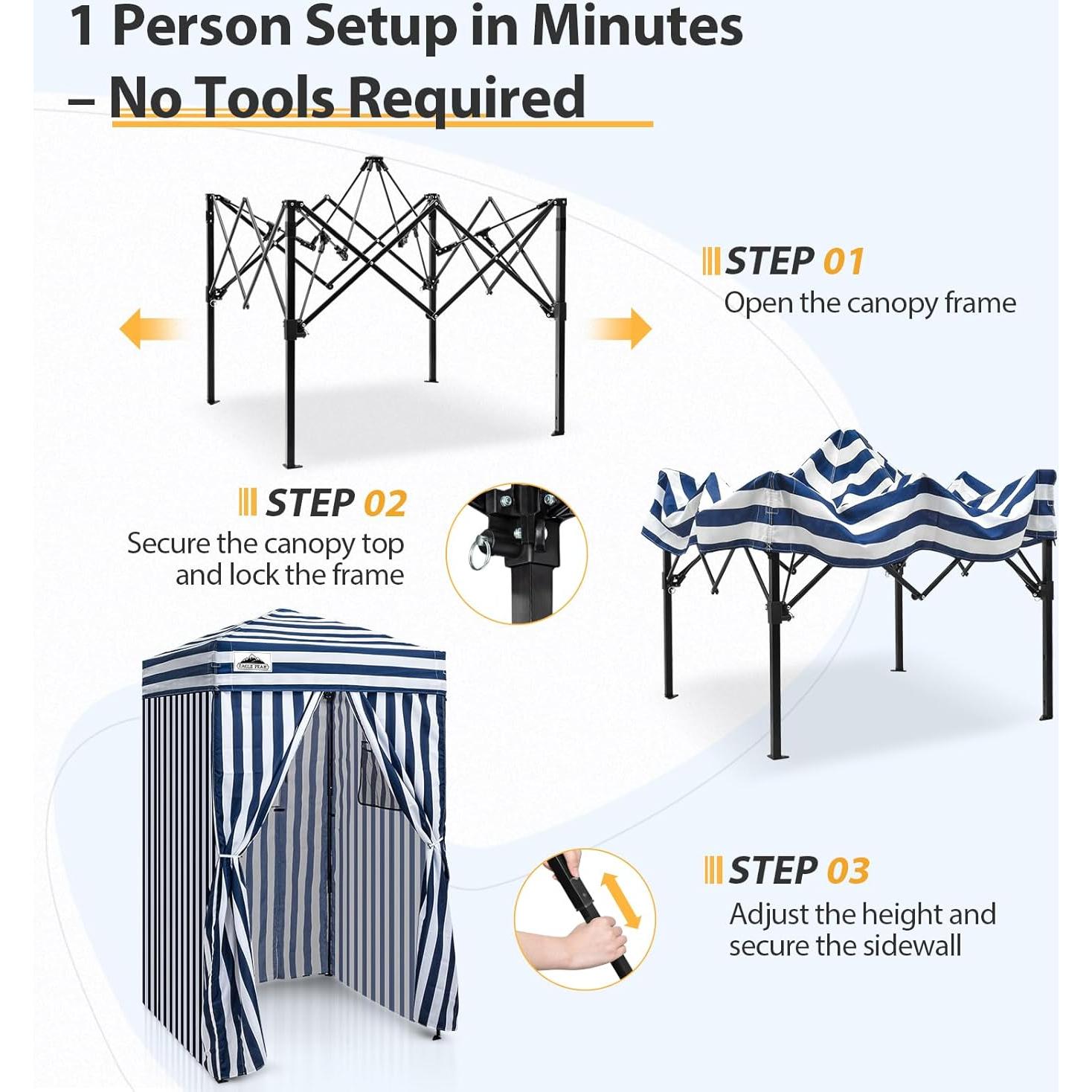 Carpa Pop-up EAGLE PEAK 4x4 m Blanca/Azul para Camping