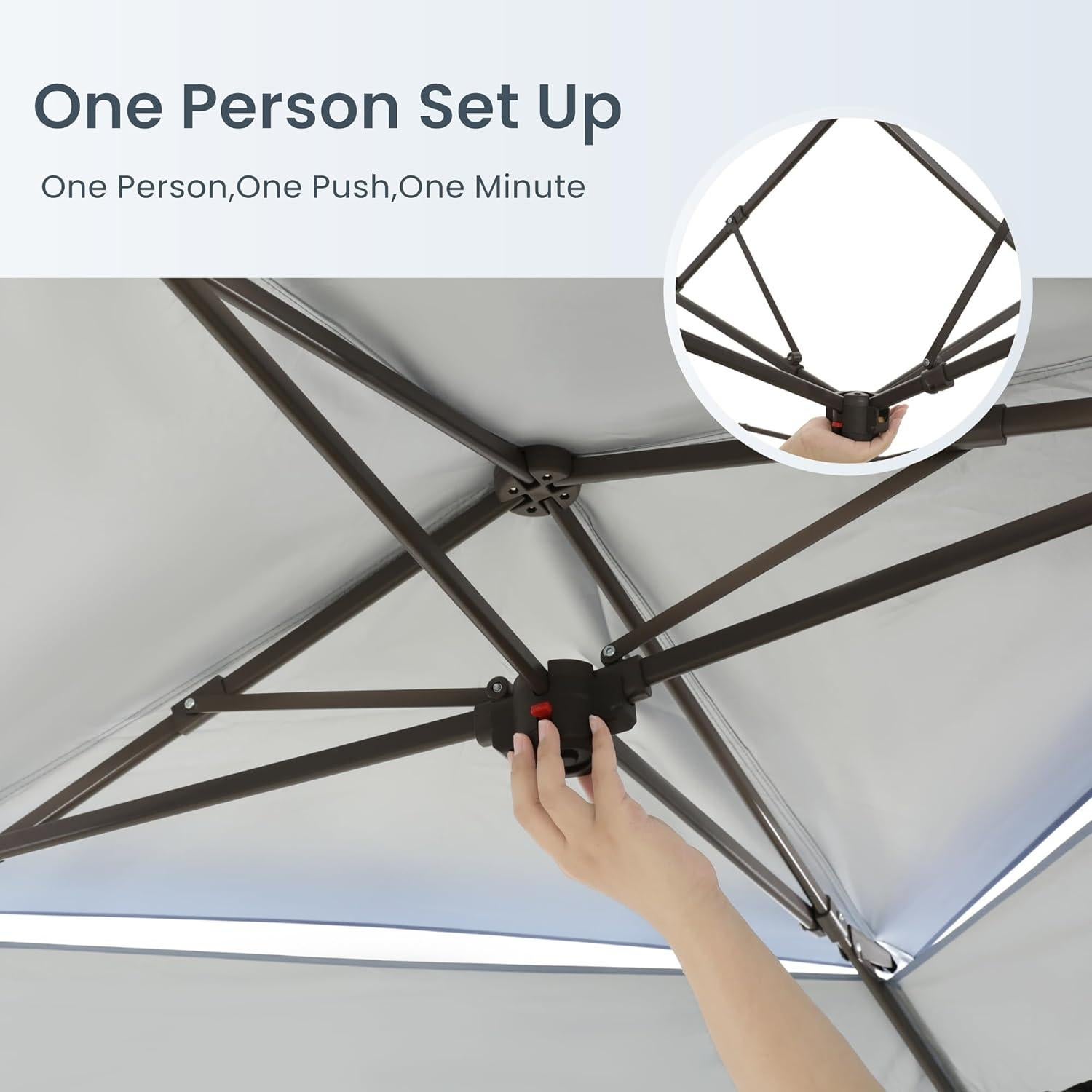 Carpa Plegable PHI VILLA 3.96x3.96m Gris Resistente al Agua