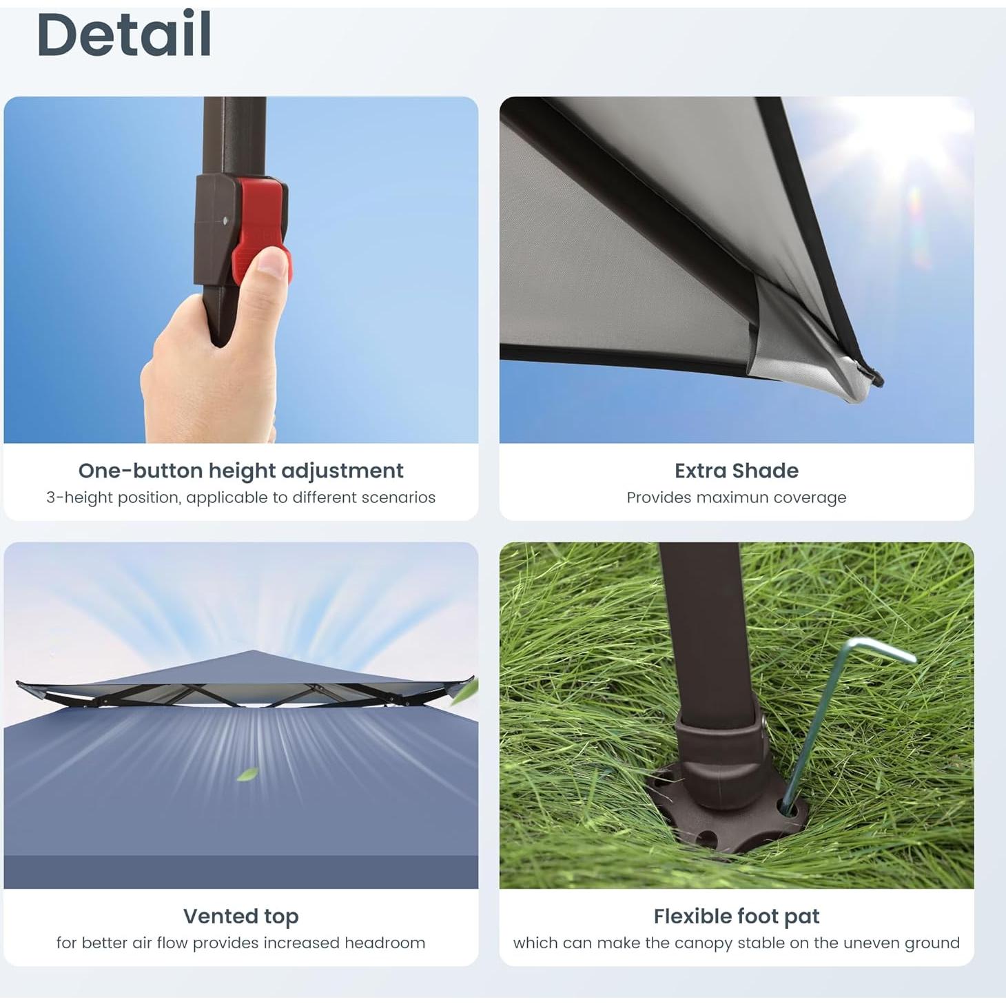 Carpa Plegable PHI VILLA 3.96x3.96m Gris Resistente al Agua