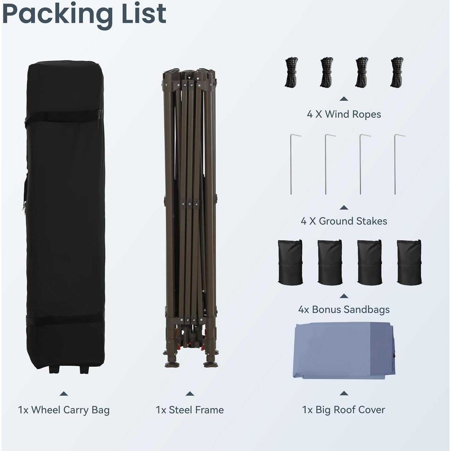 Carpa Plegable PHI VILLA 3.96x3.96m Gris Resistente al Agua