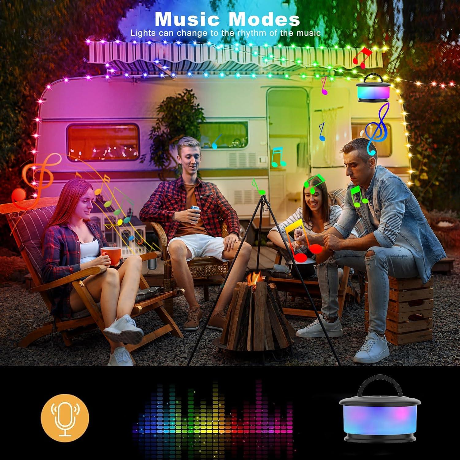 Luces de Cuerda Recargables TSOCOS 10m 19 Modos Camping