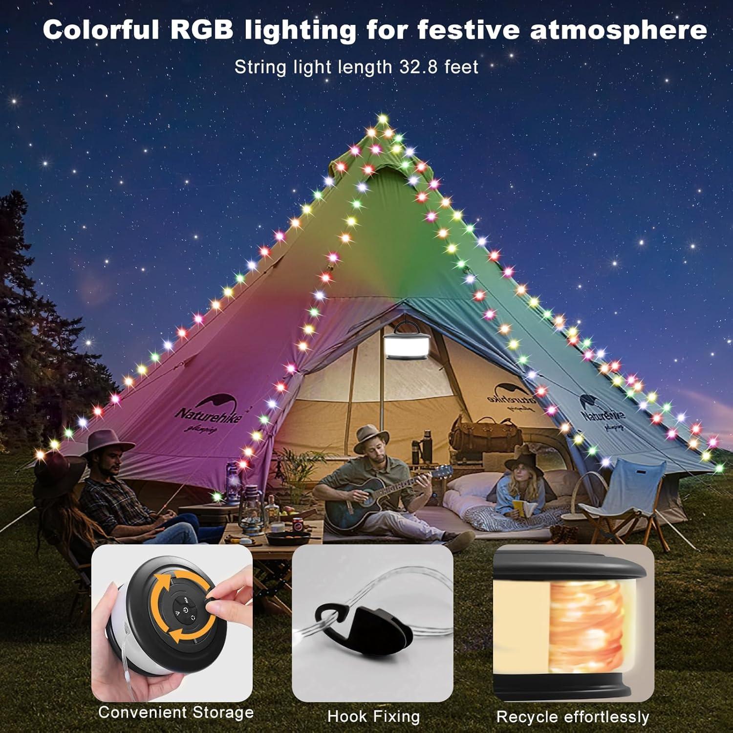 Luces de Cuerda Recargables TSOCOS 10m 19 Modos Camping