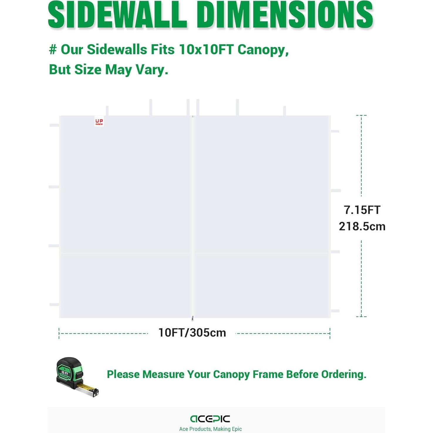 Pared Lateral Carpa Instantánea Acepic 3x2.18m Blanca