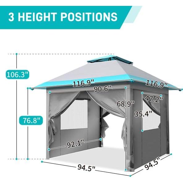 Carpa Plegable 3x3m Genérico Impermeable con Paredes Desmontables