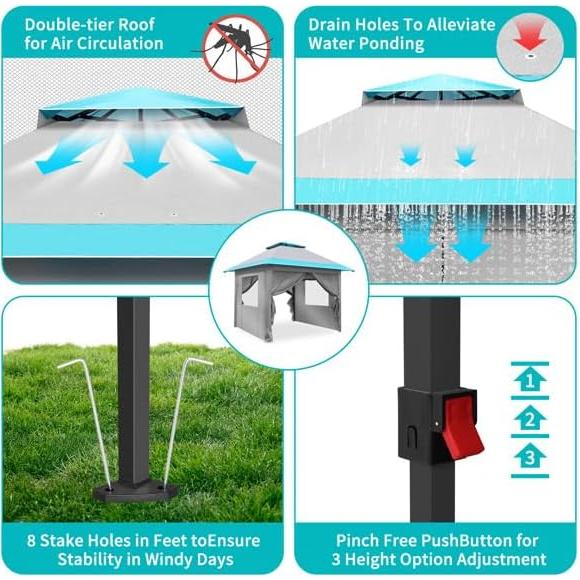 Carpa Plegable 3x3m Genérico Impermeable con Paredes Desmontables