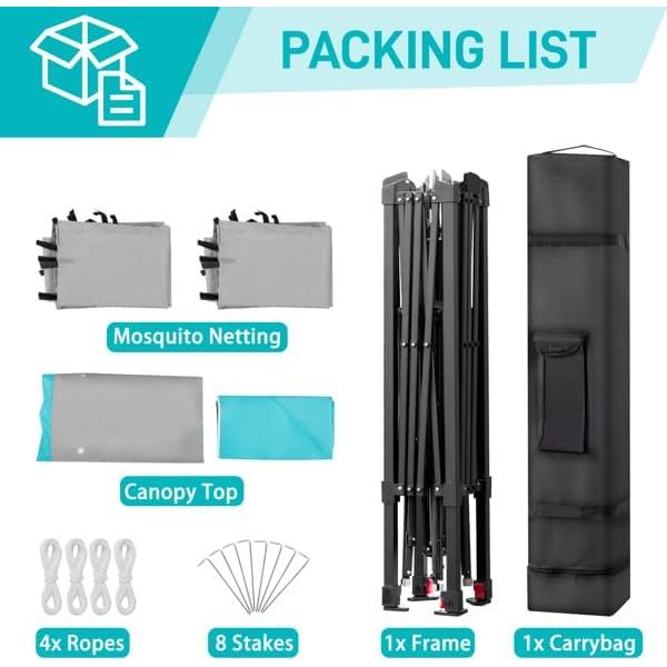 Carpa Plegable 3x3m Genérico Impermeable con Paredes Desmontables