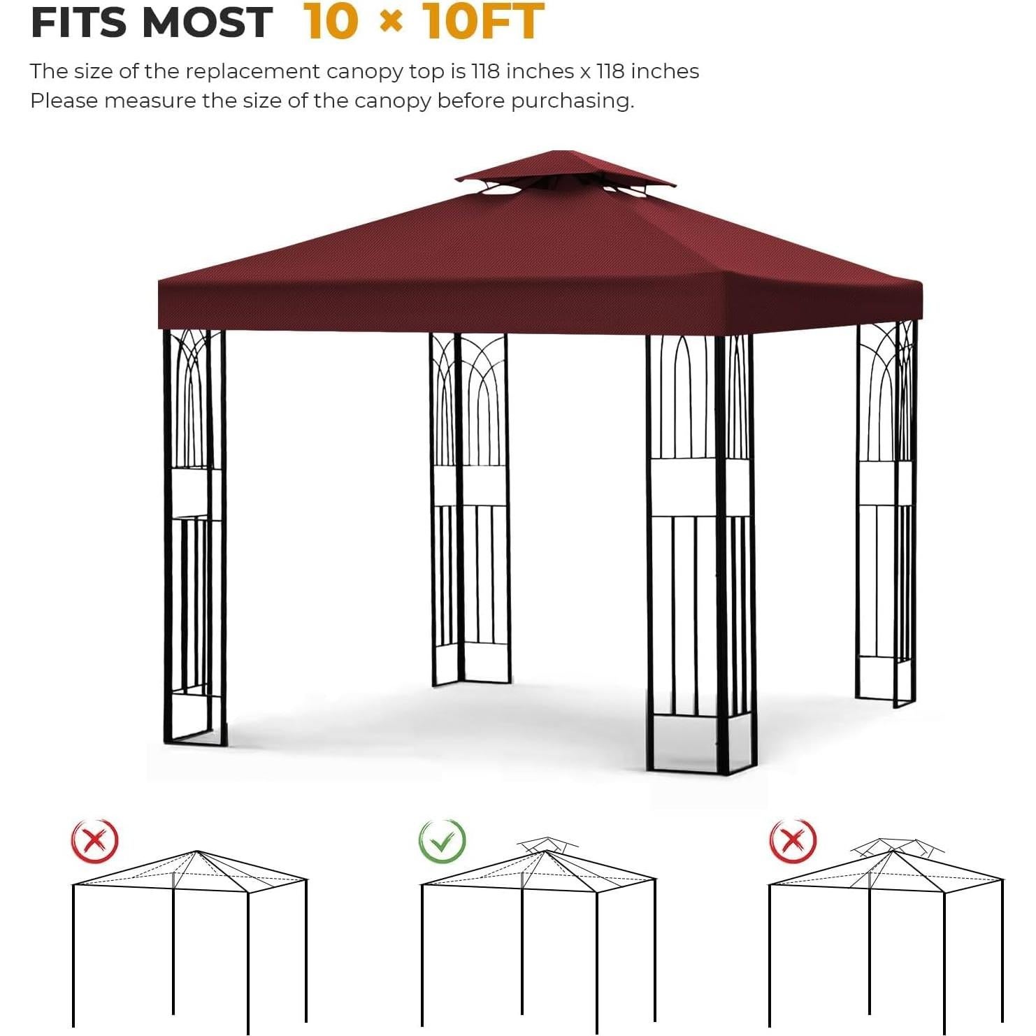 Cubierta de Reemplazo para Toldos 10x10 Lihtsofty Rojo Impermeable