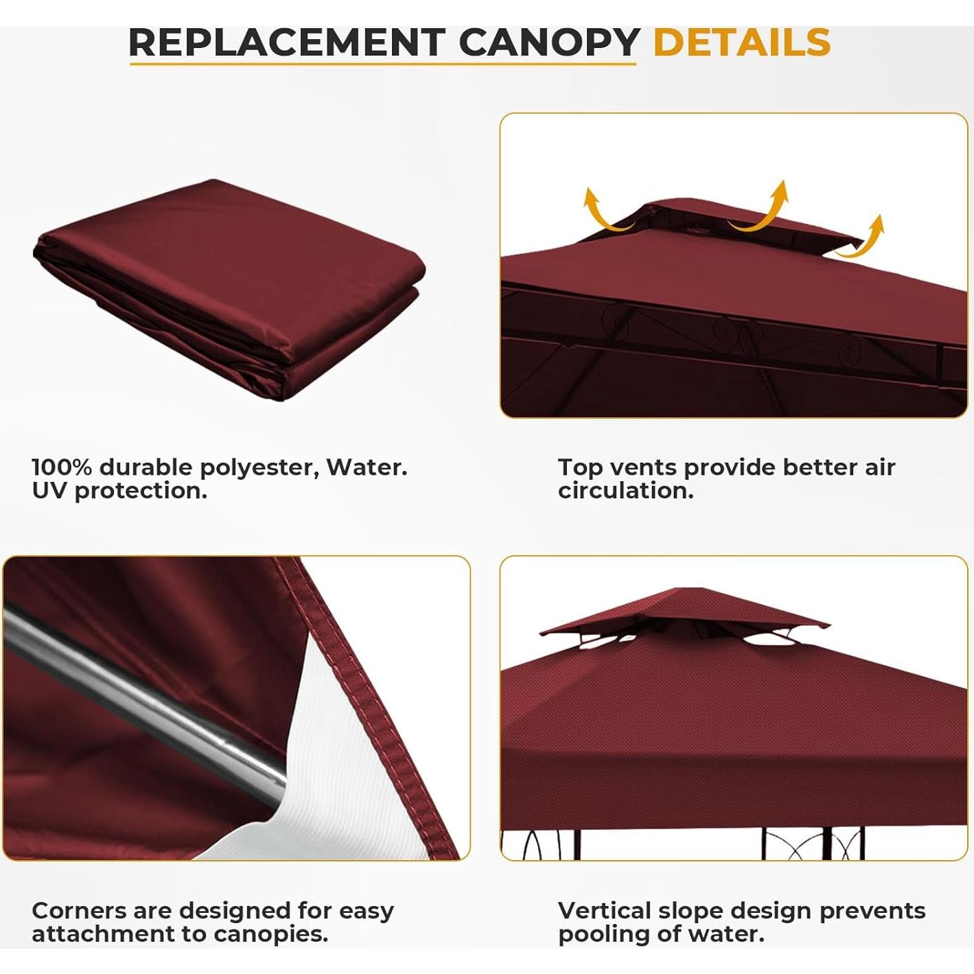 Cubierta de Reemplazo para Toldos 10x10 Lihtsofty Rojo Impermeable