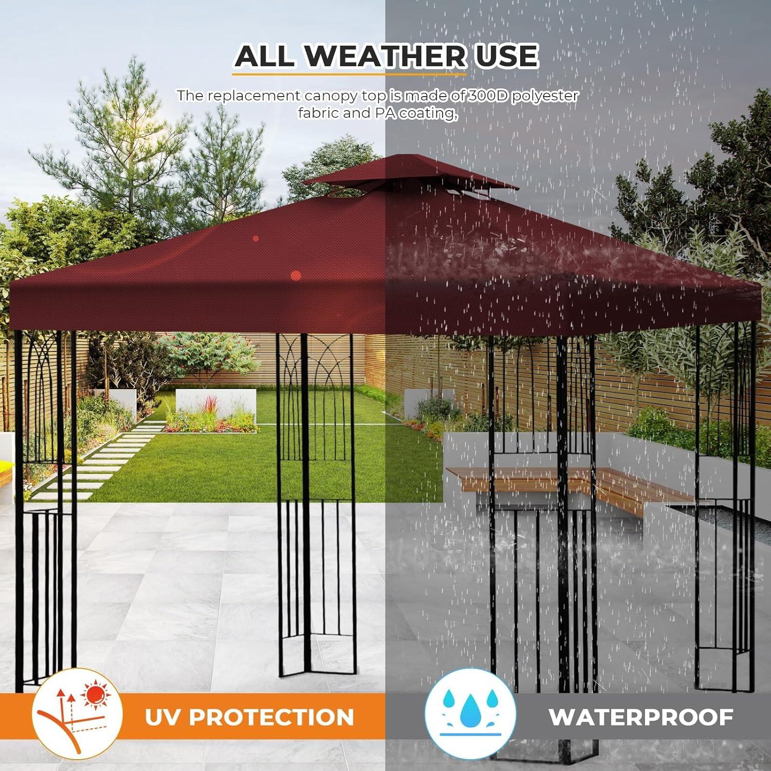 Cubierta de Reemplazo para Toldos 10x10 Lihtsofty Rojo Impermeable