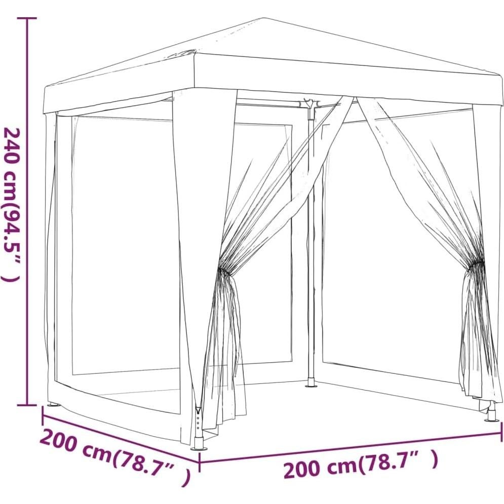 Carpa de Fiesta EVERSTRO 200x200cm con Paredes de Malla Roja