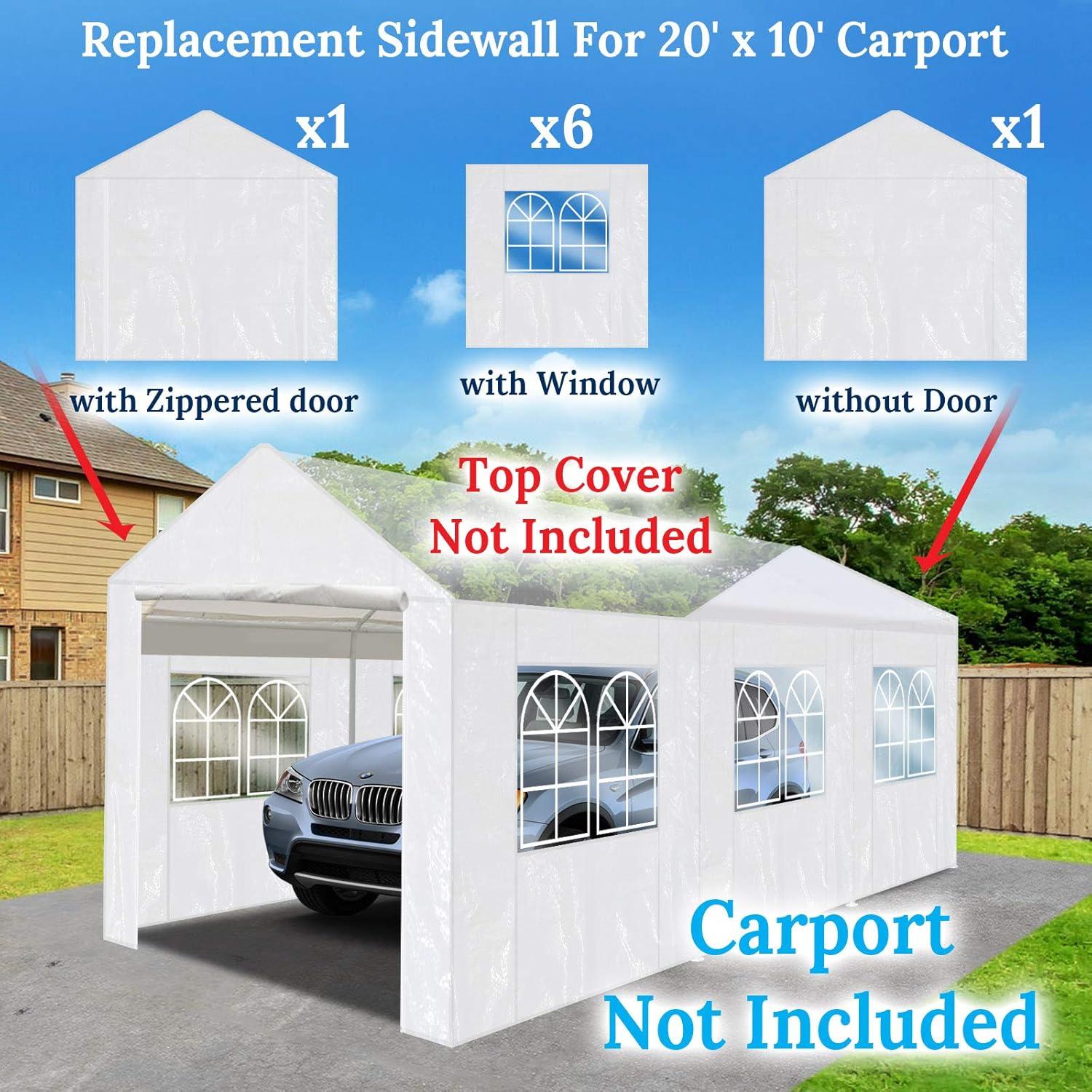 Lateral de Carport BenefitUSA 10x20 pies Impermeable Blanco