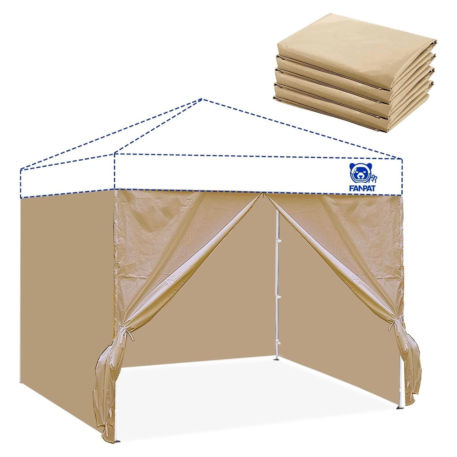 Paredes Laterales para Carpa Plegable FANPAT 10x10 Caqui 4 Piezas