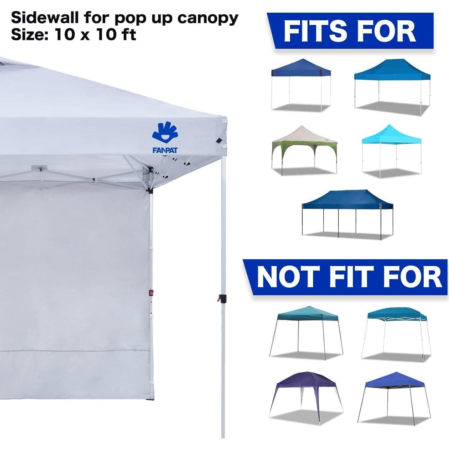 Paredes Laterales para Carpa Plegable FANPAT 10x10 Caqui 4 Piezas