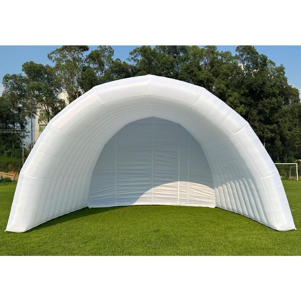 Portable Inflatable Stage Tent Indoor/Outdoor Rooftop Booth Inflatable Stage Cover Marquee Concert Shelter Dome Marquee Cover with Blower (White with LED, 15ft L×20ft W×13.2ft H)