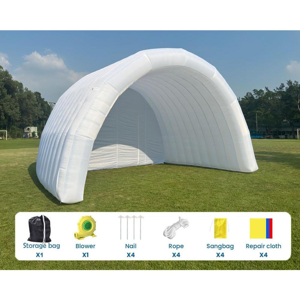 Portable Inflatable Stage Tent Indoor/Outdoor Rooftop Booth Inflatable Stage Cover Marquee Concert Shelter Dome Marquee Cover with Blower (White with LED, 15ft L×20ft W×13.2ft H)