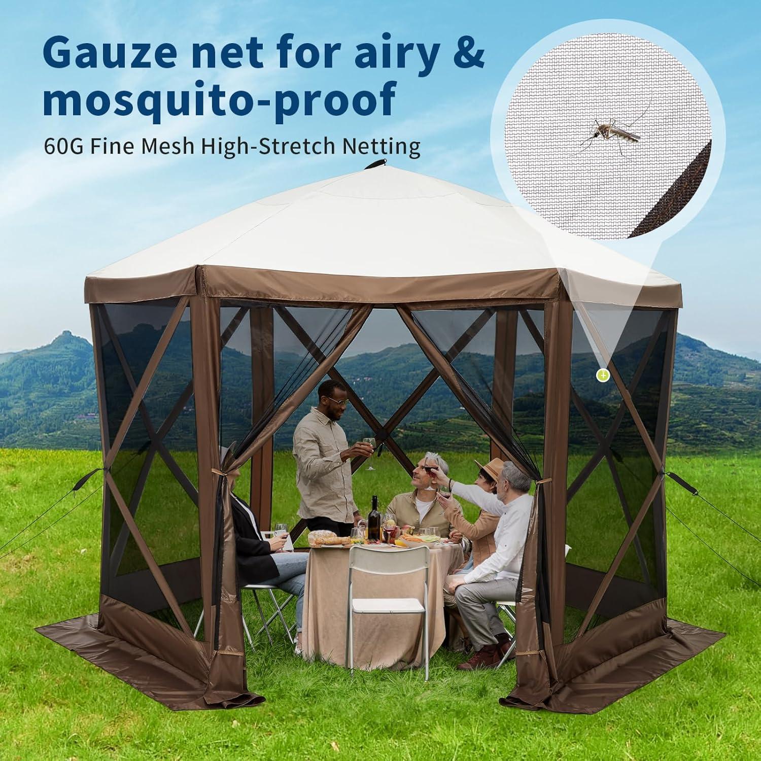 Carpa Gazebo Portátil Dainslef 12x12ft con Mosquitera y 6 Paredes