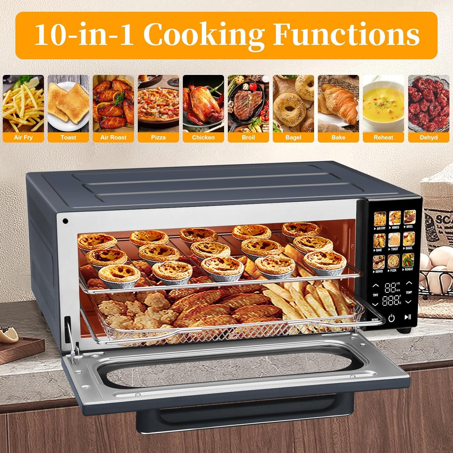 Horno Tostador SEEDEEM 15L 10 en 1 Pantalla Táctil 1800W Gris